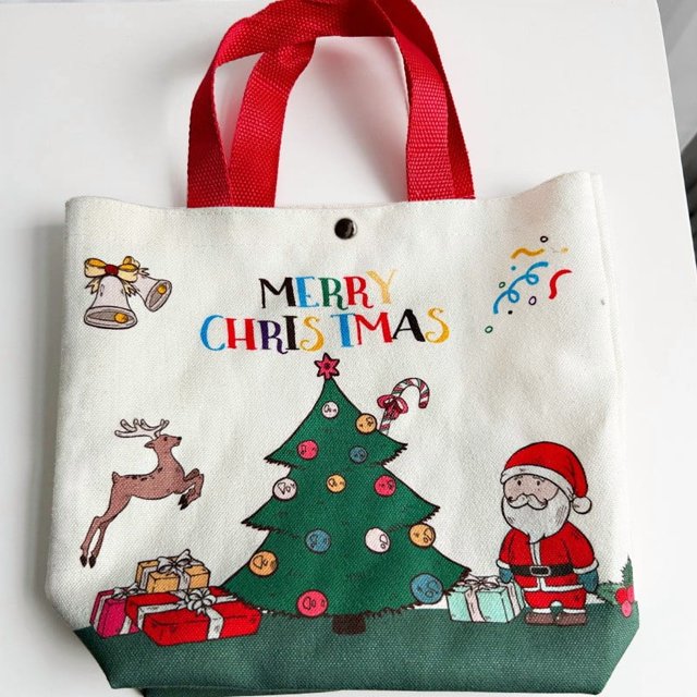 Christmas Gift BagPresent SackCanvas Tote Christmas Eve Handheld Bag For Candy And Apples Carry Packaging Pouch