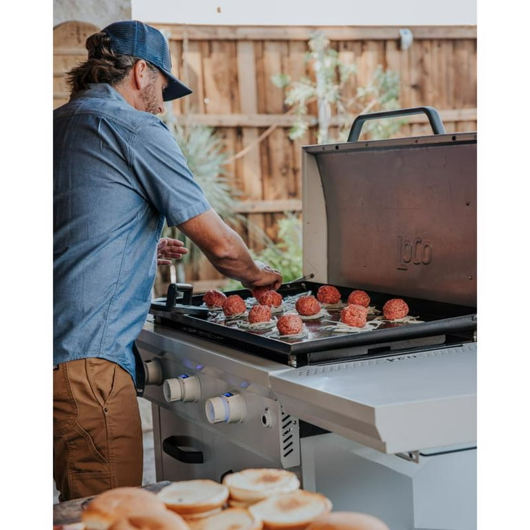 LoCo Burner Liquid Propane Outdoor Griddle with Hood Gray