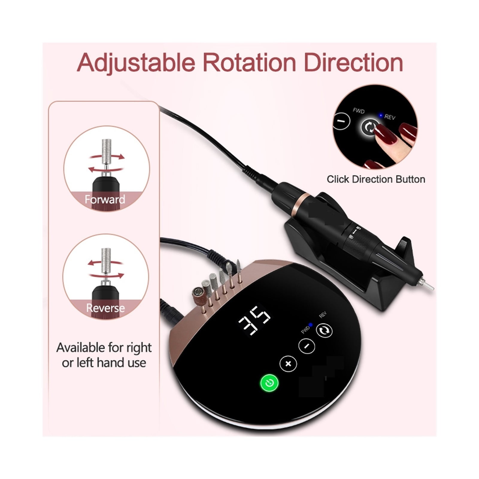 Electric Nail Drill Machine,Professional Portable Nail Drill Machine With Touch Screen,35000RPM Electric Nail File For Acrylic Nails Gel Nails ,Low Noise