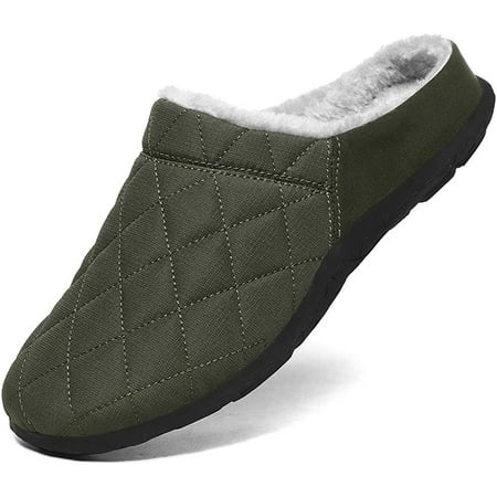 

Mens Cozy Slippers Waterproof Oxford Cloth Arch Support House Slippers Soft Warm Non-Slip Indoor Outdoor Shoes