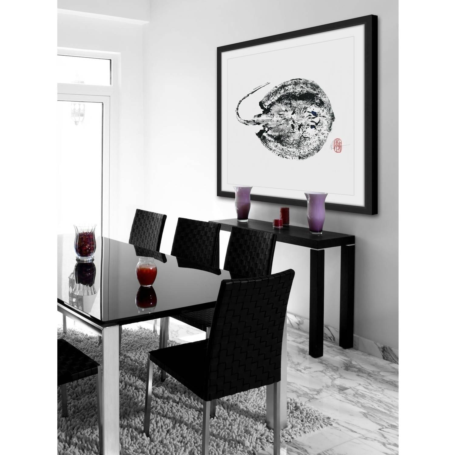 Stingray Black Framed Painting Print