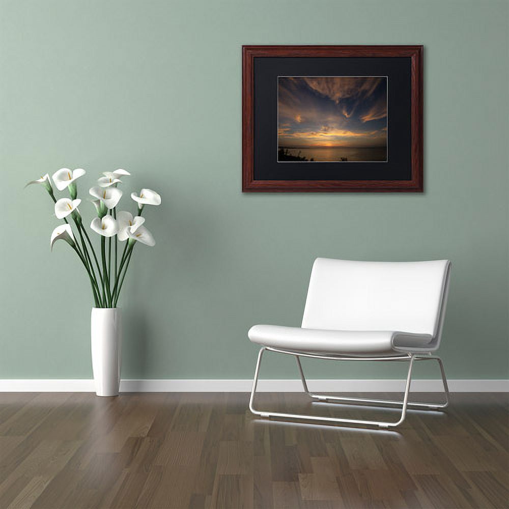 Trademark Fine Art "Another Amazing Sunset on Lake Erie" Canvas Art by Kurt Shaffer Black Matte, Wood Frame