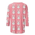 thumbnail image 4 of Jinhomg Women's Easter Day Shirt 2025 Trendy Rabbit Printed Tunic Tops Casual Comfy 3/4 Length Sleeve Crew Neck Spring Holiday Blouses Hot Pink XL, 4 of 6