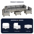 thumbnail image 6 of 7-Piece Outdoor Patio Furniture Set, PE Wicker Rattan Sectional Sofa Conversation Set with Tempered Glass Table & Thick Cushions - All-Weather Garden, Backyard Furniture,Grey, 6 of 7