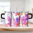 thumbnail image 2 of Butterfly 20oz Stainless Steel Tumbler with Handle and Straw – Insulated Travel Cup with Sliding Lid, 360° Full Wrap Printed Mug for Home, Outdoor & Sports Use, Spring, 2 of 6