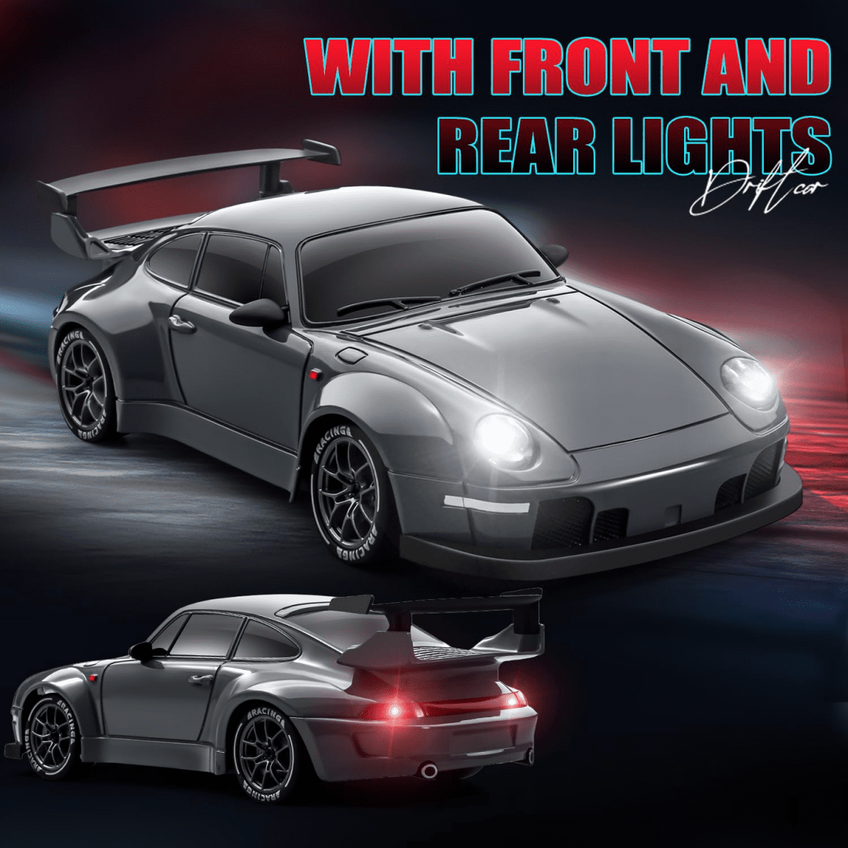 RC Drift Car for Adults, 1/24 Mini Remote Control Car 4WD RC Race Cars with Lights Dual Tires Batteries for Kids Christmas Birthday Gifts