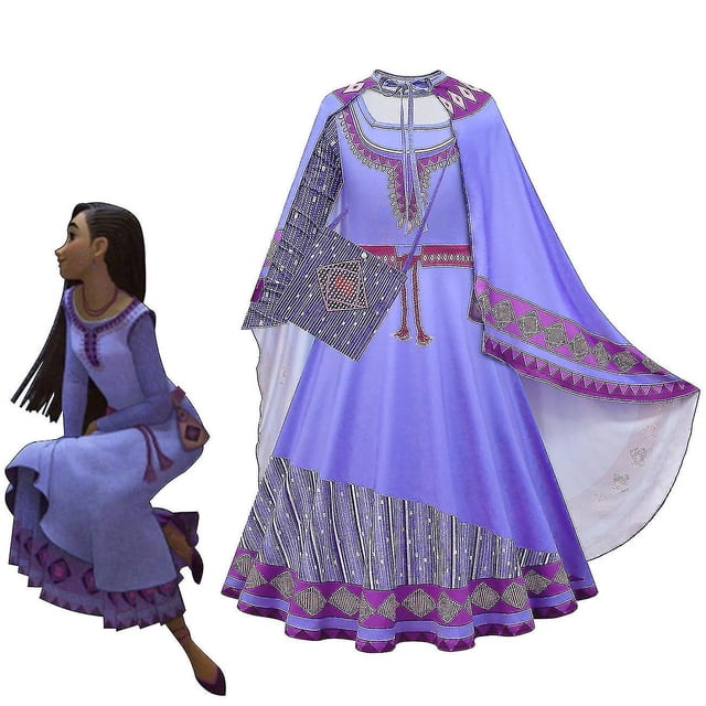 Vestido de princesa Wish Asha para niñas, Vestidos morados de manga larga, ropa para fiesta de cumpleaños y Carnaval, Disfraces de Halloween