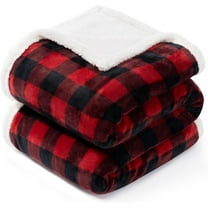 Christmas Sherpa Fleece Throw Blanket, Super Soft Warm Buffalo Plaid Plush Blankets and Throws, Warm Winter Cozy Fuzzy Blanket for Couch Sofa Bed (Red, 50" x 60")