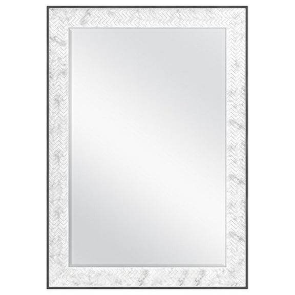 MCS Wall Mount 24x36 Inch Chevron, 30 x 42 Overall Size, Marble Mirror, 30 x 42 Inch