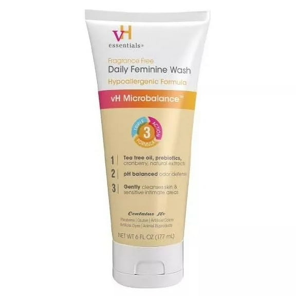 vH essentials Daily Feminine Wash Fragrance Free Hypoallergenic, 6 Oz
