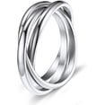 thumbnail image 1 of ORUYROP Women Triple Interlocked Rolling Ring, Delicate Looking, Stainless Steel/Gold Plated/Black (Send Gift Box), 1 of 7