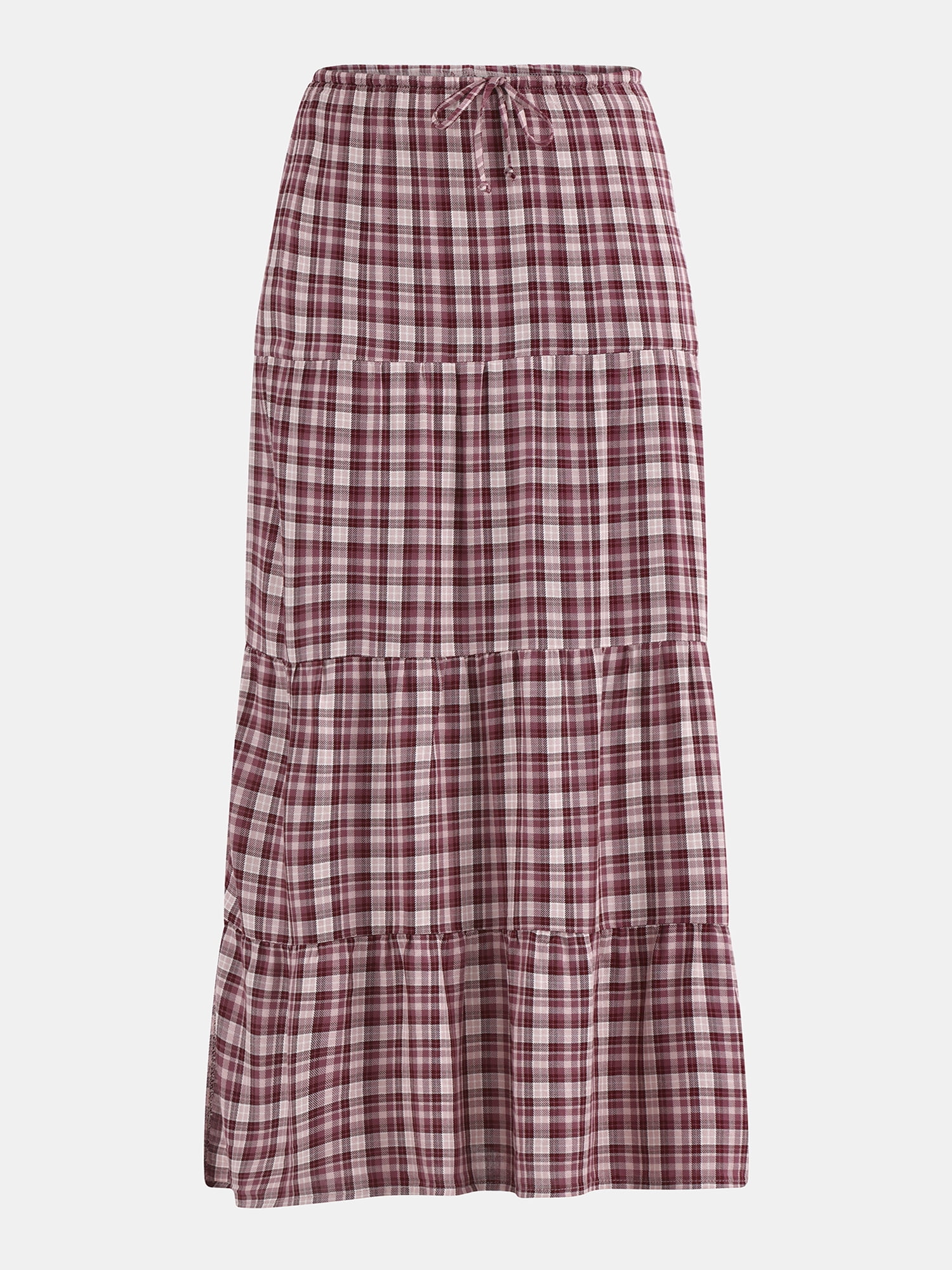 No Boundaries Woven Plaid Tiered Maxi Skirt, Women's No Boundaries Woven Plaid Tiered Maxi Skirt, Women's