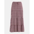 thumbnail image 5 of No Boundaries Woven Plaid Tiered Maxi Skirt, Women's, 5 of 5