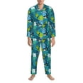 thumbnail image 3 of Naloa Shark And Leaves Men’s Pajamas Set - Long Sleeve Button Down Sleep Shirt and Pajama Bottoms Sleepwear Set-Medium, 3 of 7