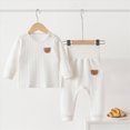 thumbnail image 2 of UAYOTSE Baby Boys Girls Bear Patch Pajama Set 3 6 12 18 24 Months 2T 3T 4T fit Pjs Soft Breathable Long Sleeve Top Pants Size 12-18 Months, 2 of 6