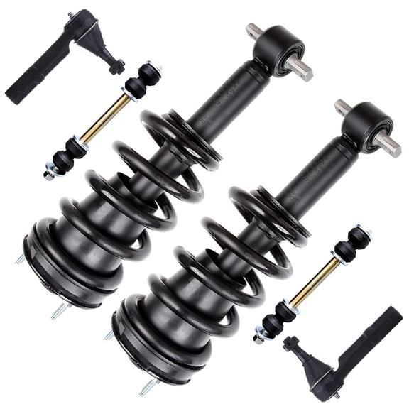 CCIYU Complete Suspension Kit Fits 2007 2008 2009 2010 2011 2012 2013 for Chevrolet Silverado 1500 Includes Front Strut Spring Assembly Stabilizer Bar Link Tie Rod End