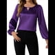 thumbnail image 3 of Camisa Informal de Satén de Larga para Mujer, Elegante Blusa de Trabajo, Atuendo Formal de Otoño para la Oficina Púrpura L, 3 of 10