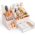 thumbnail image 1 of Organizador de maquillaje Yieach Countertop de plástico rosa, 1 of 9