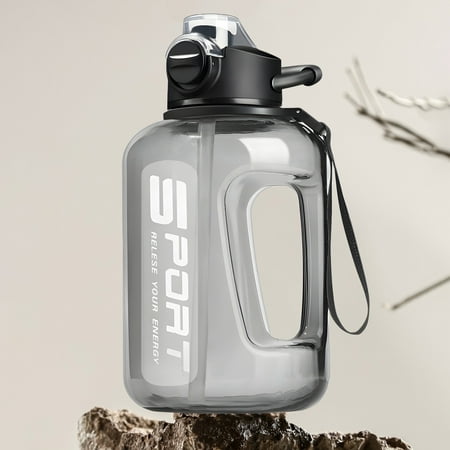 

Jpxdew Water Bottle with Graduation Marking-Leakproof Sports Water Bottle with Straw for Gym On Sale Camping Outdoor-White and Black