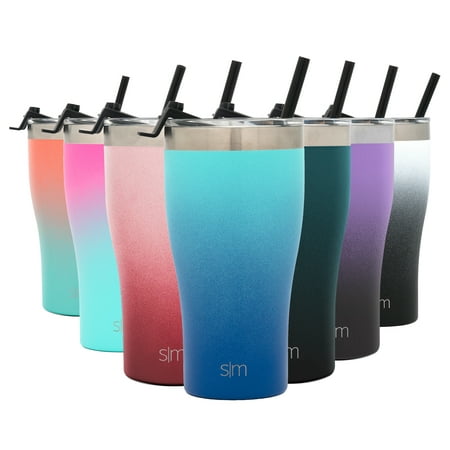 Simple Modern 22oz Slim Cruiser Tumbler with Straw & Closing Lid Travel Mug - Gift Double Wall Vacuum Insulated - 18/8 Stainless Steel Water Bottle Ombre: Pacific Dream