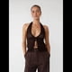 thumbnail image 5 of Camisola Corta con Cuello Halter y Lazo Frontal de Crochet para Mujer, para Playa Color Café L, 5 of 6