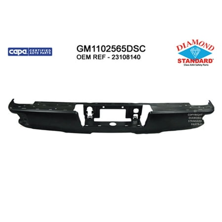 REAR STEP BUMPER FACE BAR; BLACK/PAINT TO MATCH; FOR USE WITH CORNER STEP; WITHOUT PARK ASSIST SENSOR HOLES; MADE OF HIGH STRENGTH