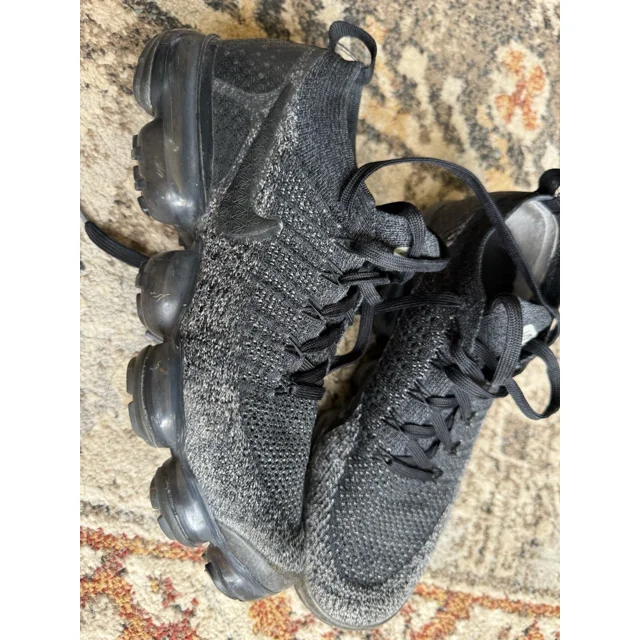 Ni - ke Ni - ke Air VaporMax Flyknit Women's Size 10 Mens 8.5 Black Canvas Orange Glitter