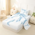 thumbnail image 2 of Erosebridal Blue Bowknot Twin Sheet Sets for Girls, Monogrammed W Bedding, 3pcs, 1 Flat Sheet, 1 Fitted Sheet and 1 Pillowcase, 2 of 5