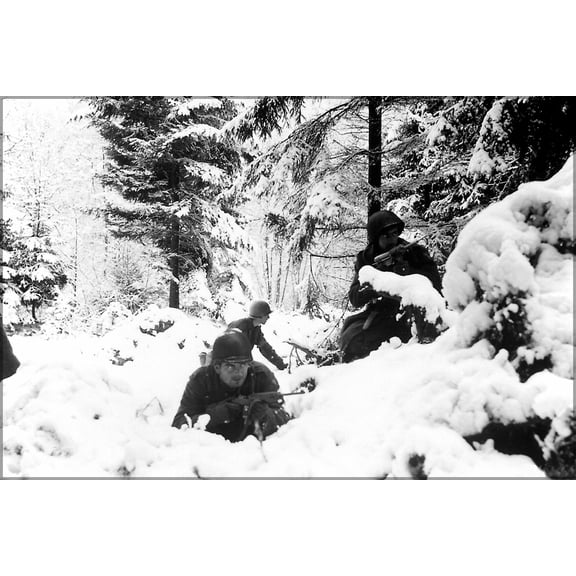 24"x36" Gallery Poster, battle of the bulge 290th Regiment fight in fresh snowfall near Amonines, Belgium battle of the bulge jan 4 1945