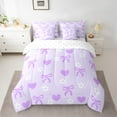 thumbnail image 3 of Manfei Kawaii Cartoon Ribbon Twin Bedding Sets 7-Piece, Blossoms Flower Floral Bedding Comforter Set, Teens Girls Kids Child Reversible Sheet Sets, Breathable Home Decor, 3 of 8