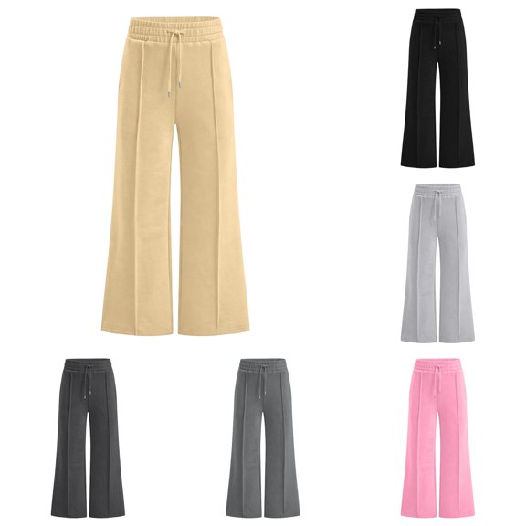 PMVFHDE Cozy Elastic Waist Tracksuit Pants For Girls Comfortable Loose Fit Wide Leg Casual Trousers Everyday Wear Soft Breathable Knit Pantss Khaki,9-10 Years