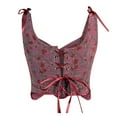 thumbnail image 6 of Corsets for Halloween Costumes Corset Tops for Women Plus Size Tops for Women Women Casual Sexy Eyelet Lace-up Floral Print Fishbone Court Vintage Corset Straps Tank Top, 6 of 9