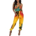 thumbnail image 2 of Blotona Women Sexy Jumpsuit with Slit Design Printed Pattern Deep V-neck Sleeveless Overalls with Waistband, 2 of 3
