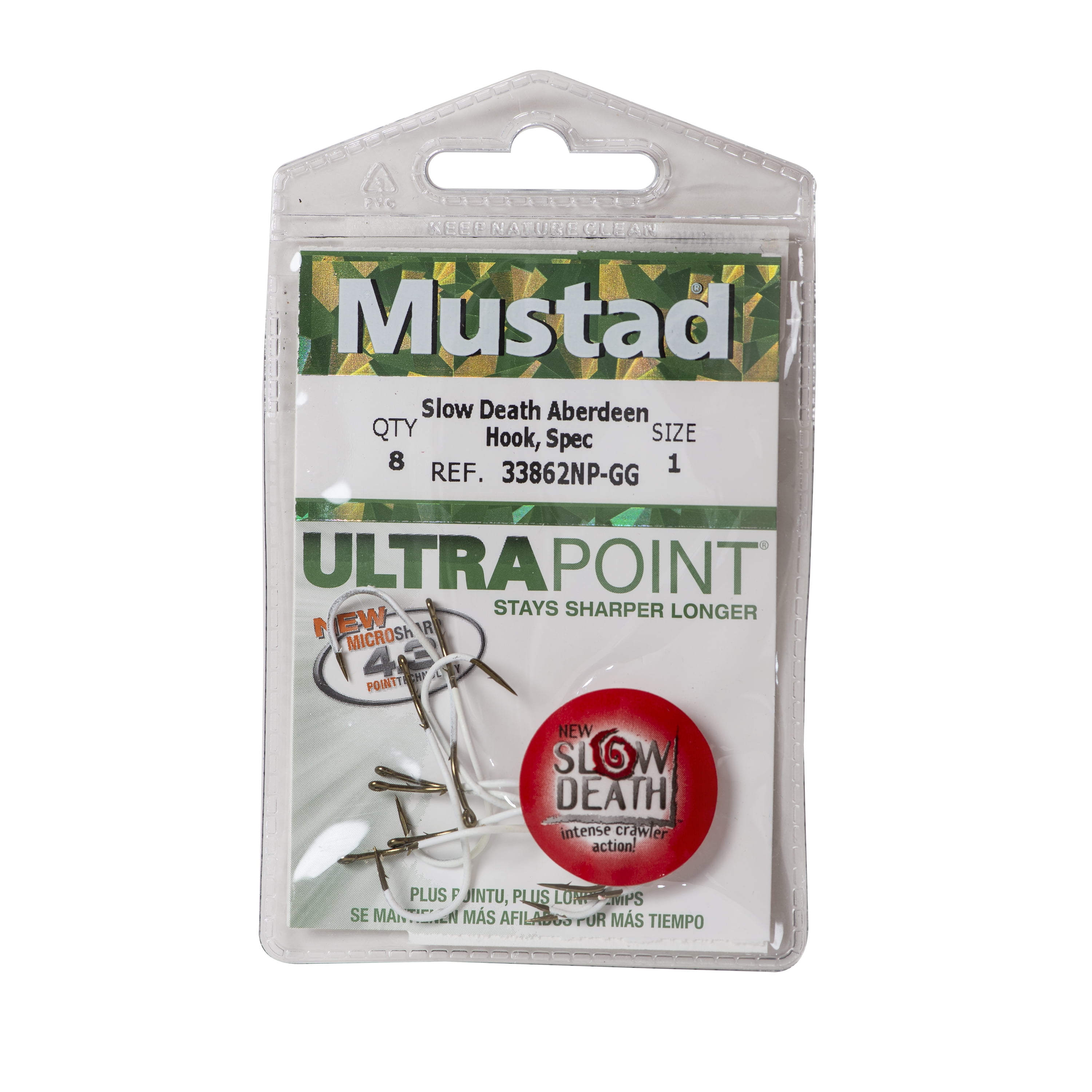 (2 pack) Mustad Slow Death Hook - Size: #2 (Glow) 8pc