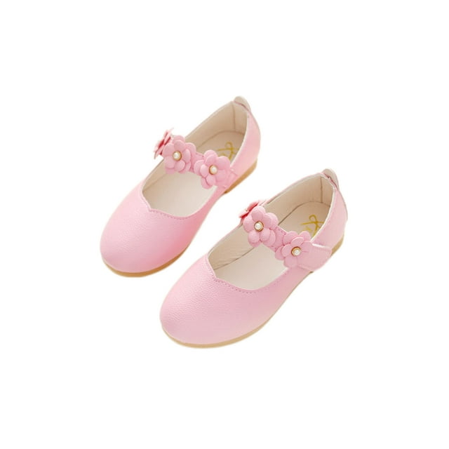 Avamo Chaussures Habillées pour Enfants à Bande Auto-Agrippante Mary Jane à Talons Bas Sandales de Princesse Respirantes Chaussures Décontractées Ballerines de Danse Rose 12.5C