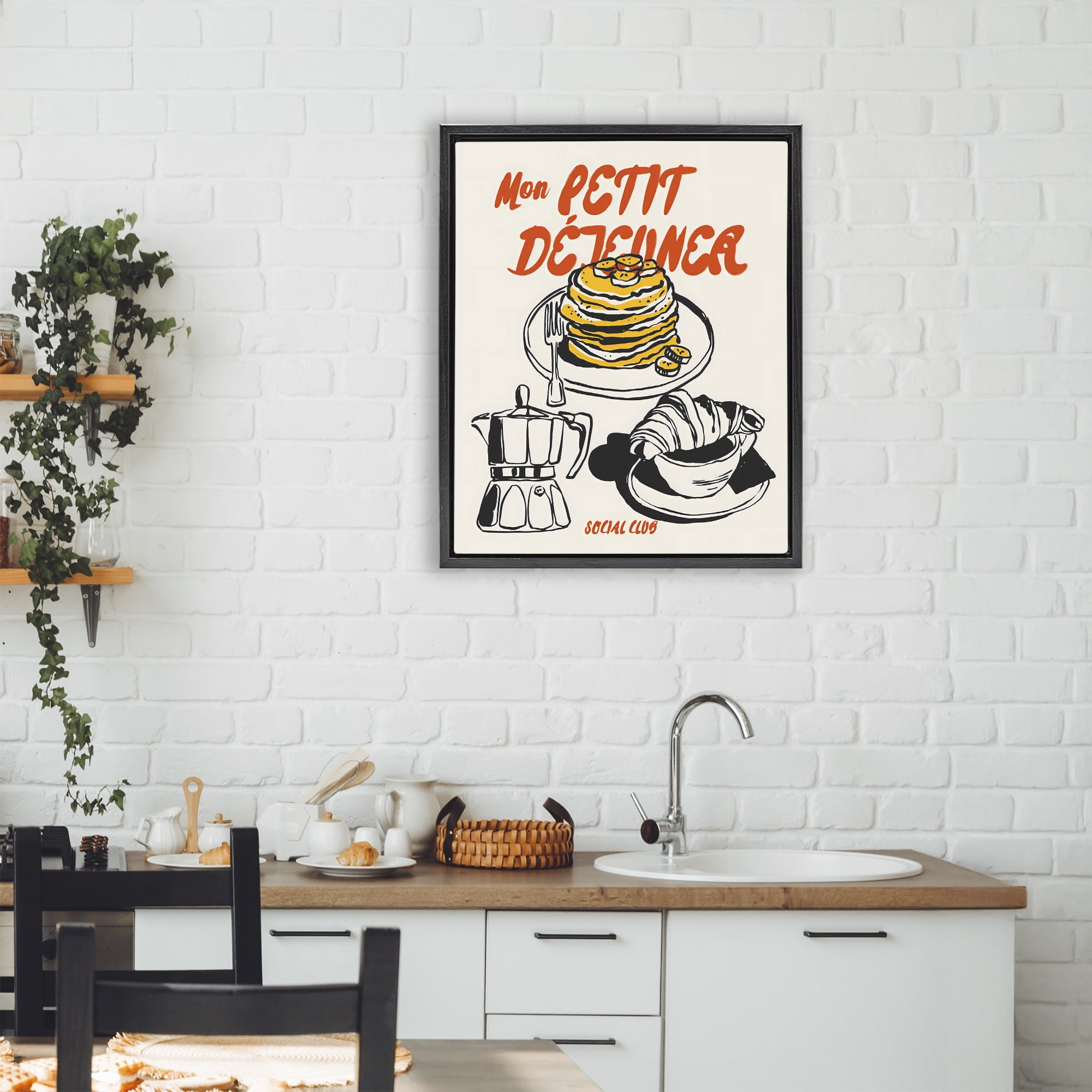 Stupell Industries My Breakfast Pancakes Spread Black Framed Floater Canvas Wall Art, design by The Prints Vibe