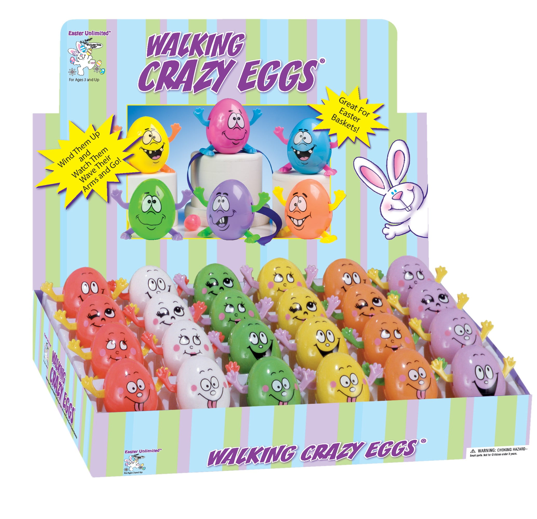 Easter Unlimited Silly Face Walking Eggs Easter 2" WindUp Toys, 24