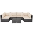 thumbnail image 5 of Gymax Set of 7 Rattan Furniture Set Sectional Sofa Cushioned Patio Mix Grey & Beige, 5 of 5