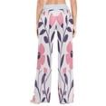 thumbnail image 5 of Women's Long Sleep Pants Home Pants Sleep Pants Wide-Leg Pants Design Elastic Fabric Casual Pants M Pretty Pink Flowers and Leaves, 5 of 7