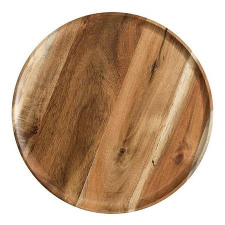 

Wisremt Japanese-style Solid Wood Tray Round Plate Acacia Wood Large