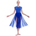thumbnail image 5 of IBTOM CASTLE Women Lyrical Dance Dress Adult Modern Contemporary Dancewear Cap Sleeve Flowy Mesh Split Maxi Long Dress S Royal Blue, 5 of 8