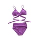 thumbnail image 3 of Sunloudy - Traje de baño de dos piezas para mujer, tops de bikini con tirantes finos de color sólido + bragas de bikini con estampado de leopardo Sunloudy S M L XL XXL, 3 of 9