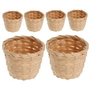 HOMEMAXS 6 Pcs Bamboo Storage Basket White Mini Rattan Baskets Woven Bride