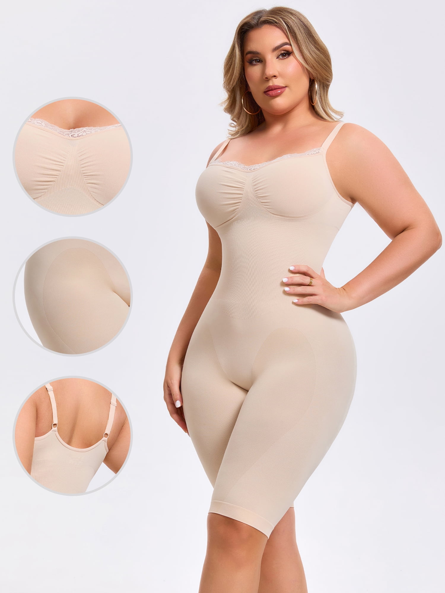 DARING DIVA Women's Sleeveless Shapewear Bodysuits Tummy Control Bodyshaper 2XL Beige