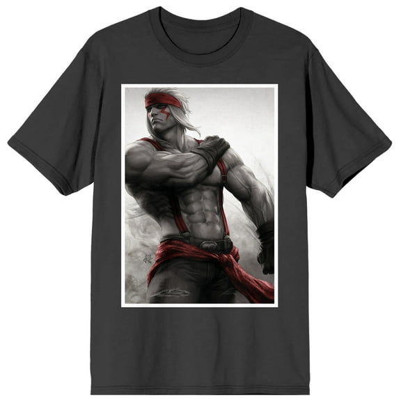 Men's Street Fighter V Alex Character Men's Charcoal Short Sleeve Graphic Tee-M