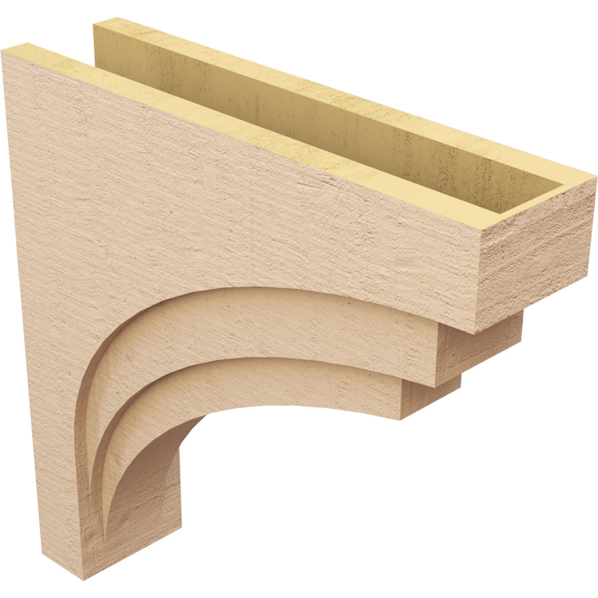 9"W x 36"D x 36"H Thin Rockford Rough Cedar Woodgrain TimberThane Corbel, Primed Tan