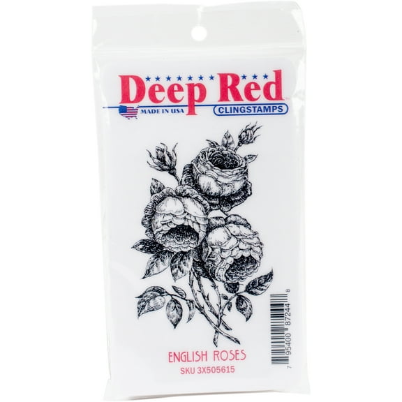 Deep Red Cling Stamp 2"x3.2"-english Rose