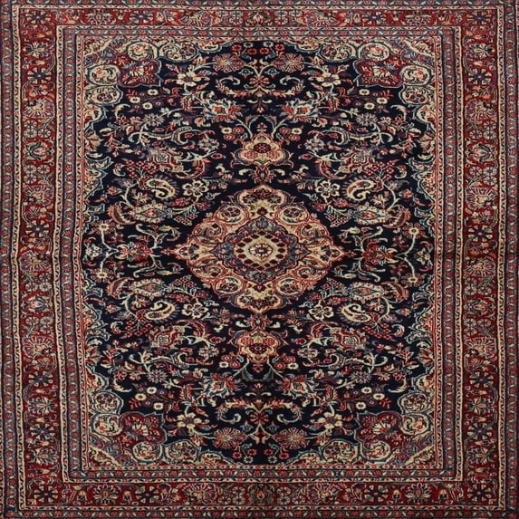Ahgly Company Indoor Square Traditional Dark Almond Brown Medallion Area Rugs, 4' Square
