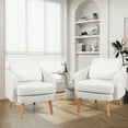 thumbnail image 2 of Gymax Sherpa Accent Chair Set of 2 w/ Seat Cushion & Pillow Rubber Wood Legs for Bedroom White, 2 of 9