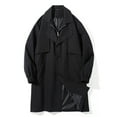 thumbnail image 3 of successthop Trench Coat Men Long Sleeve Lapel Overcoat with Pockets Knee Length Button Down Zipper Solid Stylish Outwear, 3 of 5